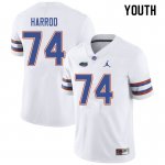 Youth Florida Gators #74 Will Harrod NCAA Jordan Brand White Authentic Stitched College Football Jersey ICI4462IT